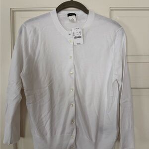 New!! J Crew Classic White Button-Up Cardigan